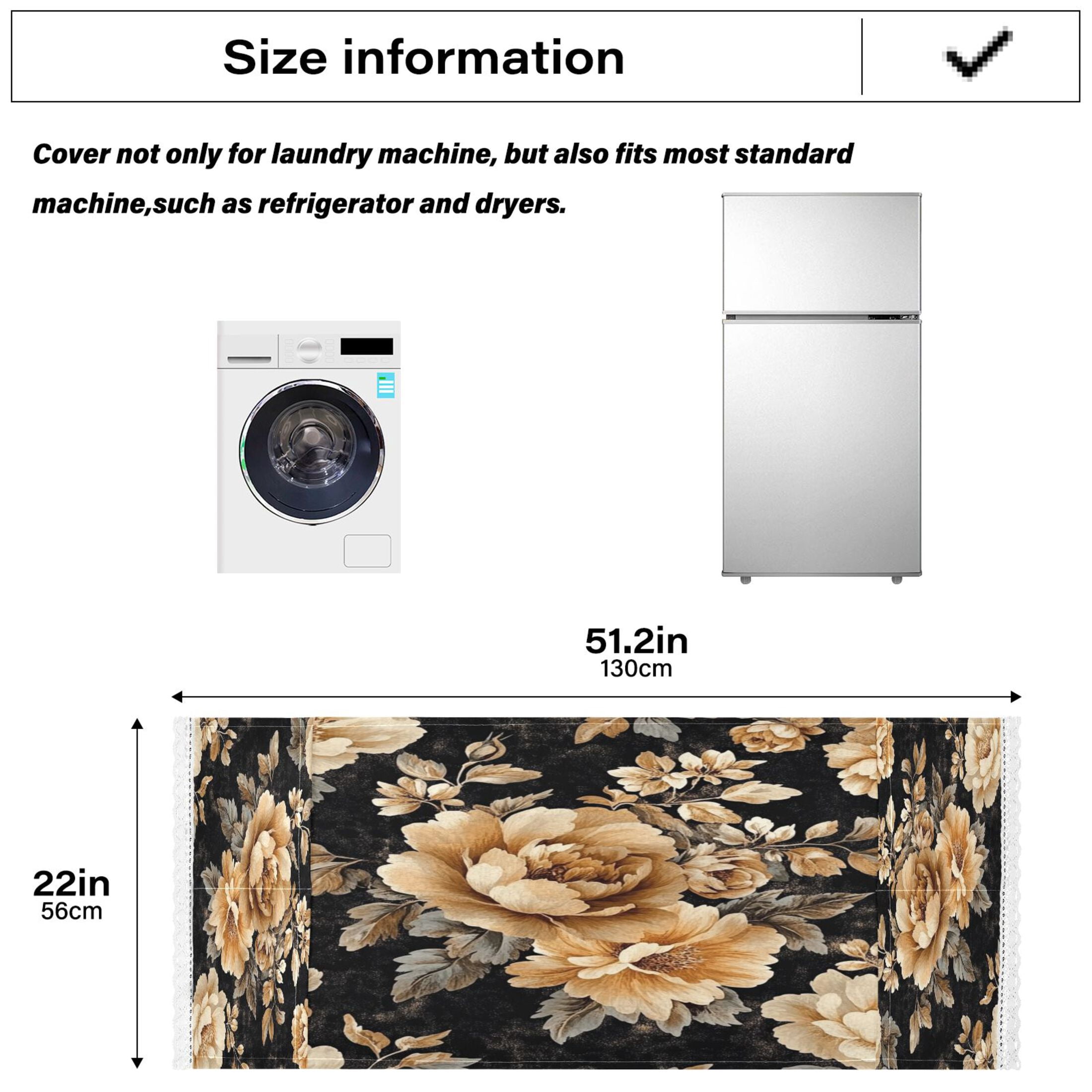 WOBOGO Brown and Beige Flowers Pattern Washing Machine Cloth Dryer Refrigerator Top Cover Protective Non-Slip Mat For Kitchen Laundry