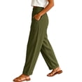 thumbnail image 7 of Horkkom Pants for Women Solid Color Elastic Waist Pants Casual Loose Pleated Pants with Pockets XXL, 7 of 7