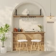 thumbnail image 2 of LAZZO 26” Swivel Bar Stools Set of 2, Boho Rattan Counter Height Bar Chairs for Kitchen Island, White, 2 of 9