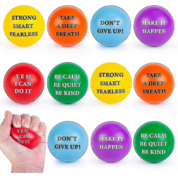 Motivational Stress Balls, 12pcs Inspirational Stress Balls 2 Inch Foam Balls With Positive Quetos For Kids And Adults Stress Relief Hand Exercise
