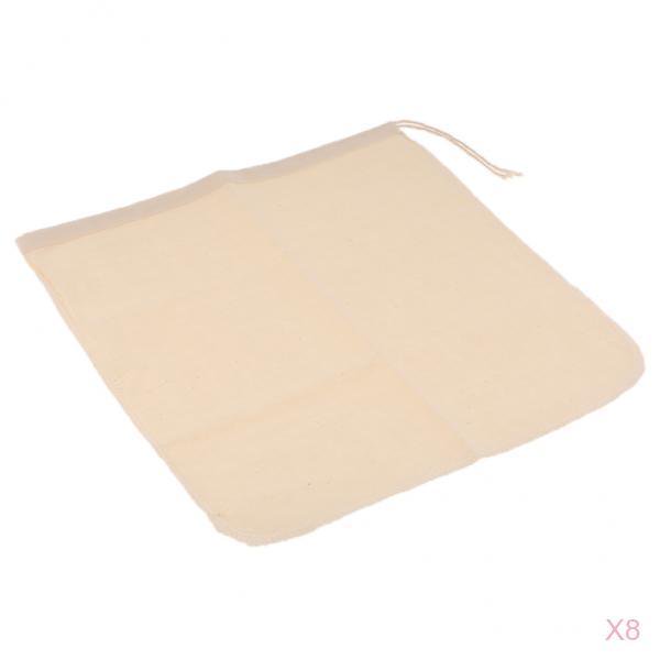8 piezas de jugo de café de leche reutilizable filtro de filtro de malla de algodón bolsa 30x30 cm Sunnimix Colador de malla
