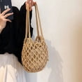thumbnail image 1 of CHOK Summer Straw Bucket Bags For Women Handmade Drawstring Beach Shoulder Bags Raffia Rattan Woven Handbags Vacation Shopping Bags, 1 of 6