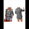 thumbnail image 3 of Blusa Holgada de Larga con Cuello en V y Estampado Collage de Otoño para Mujer Negro M, 3 of 5
