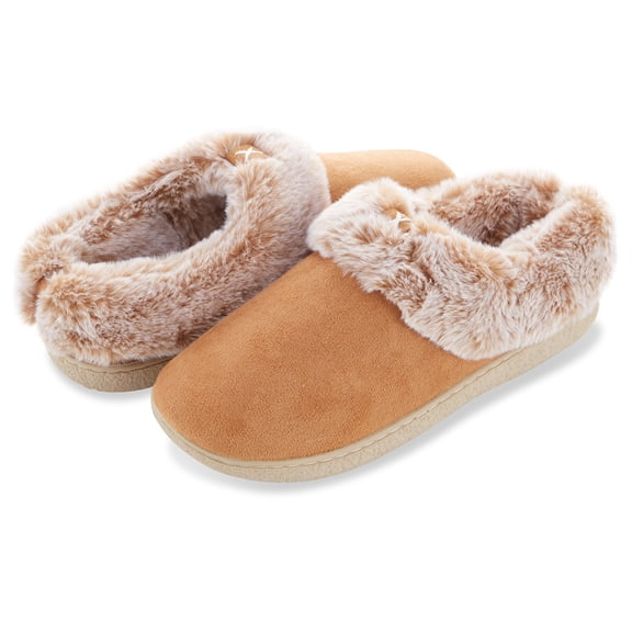 Floopi Women’s Microsuede Closed Back Clog Slipper with “X” Patch