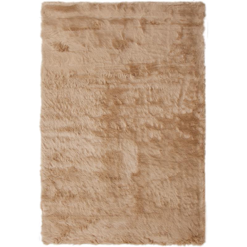 Abacasa Mink Tan Acrylic and Polyester Faux Fur Area Rug
