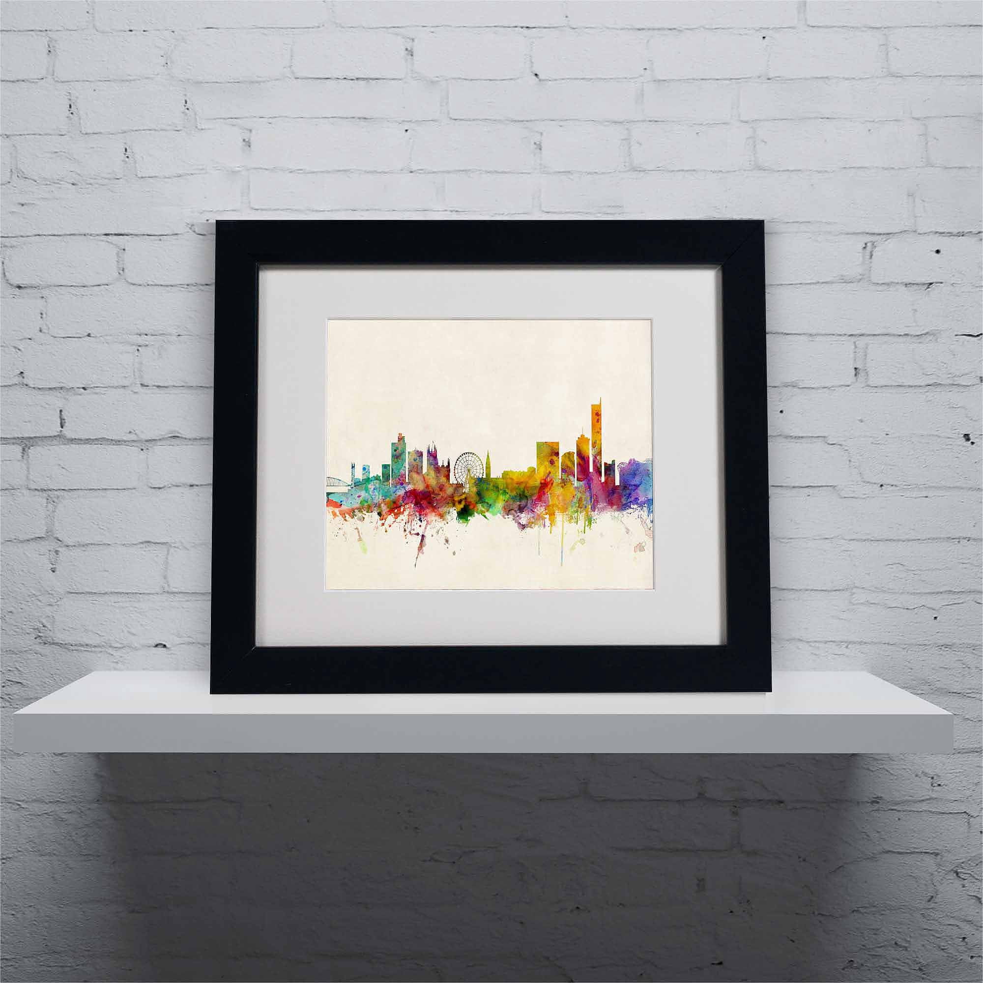 Trademark Fine Art "Manchester England Skyline" Canvas Art by Michael Tompsett, Black Frame