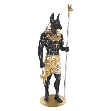 Design Toscano The Egyptian Grand Ruler Collection - Life-Size Anubis Statue Straight from the underworld to your home  the Design Toscano The Egyptian Grand Ruler Collection - Life-Size Anubis Statue is relieved of guard duty to bring focal point flair to your home. This life-size statue has been cast from resin and features exquisite life-like details. Hand-painted by artists  this statue features rich ebony tones and genuine gold leaf details.