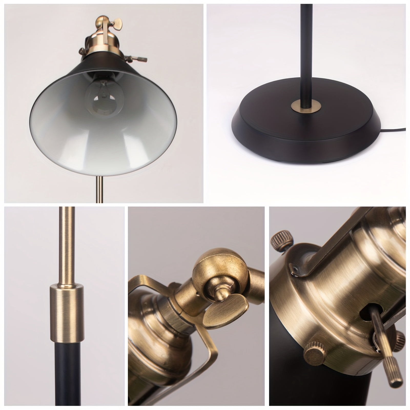 Floor Lamp Standing Lamps for Living Room with 360° Adjust Black & Bronze Iron Shade, Use E26 A19 Bulb Floor Lamp, 58.26'' Modern Standing Tall Light for Bedroom Office