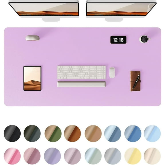 Leather Desk Pad Protector, Office Desk Mat, Large Mouse Pad, Non-Slip PU Leather Desk Blotter, Laptop Desk Pad, Waterproof Desk Writing Pad for Office and Home (Taro Purple, 47.2" x 23.19")