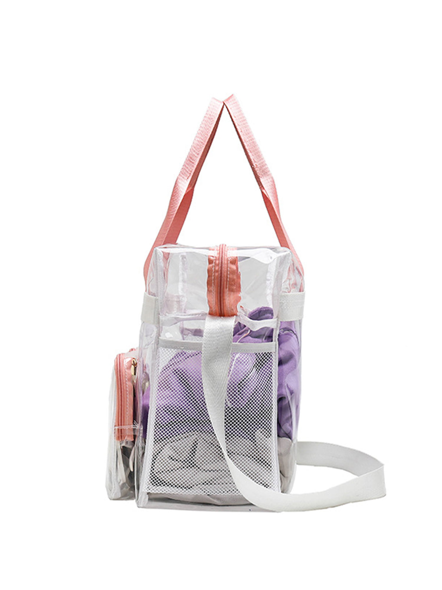 Sanviglor Ladies Clear Bag Large Capacity Crossbody Shoulder Bags Tote  Designer Handbag Stadium Approved Women Waterproof Adjustable Strap  Portable Zipper Pink 
