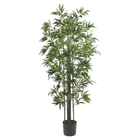 - Nearly Natural 6 ft. Bamboo Silk Tree with Green Trunks