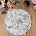 thumbnail image 3 of Gray Botanical Round 15 Inch Placemats Set of 6, Watercolor Spring Floral Summer HeatResistant Non Slip Place Mats for Dining Table, Wipeable Braided Kitchen Table Mats for Housewarming, 3 of 9