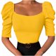 thumbnail image 2 of Fiudx Ropa de Mujer Top de Cuello Redondo de Color Sólido de Manga Corta Cómodo a La Moda para Mujer, 2 of 7