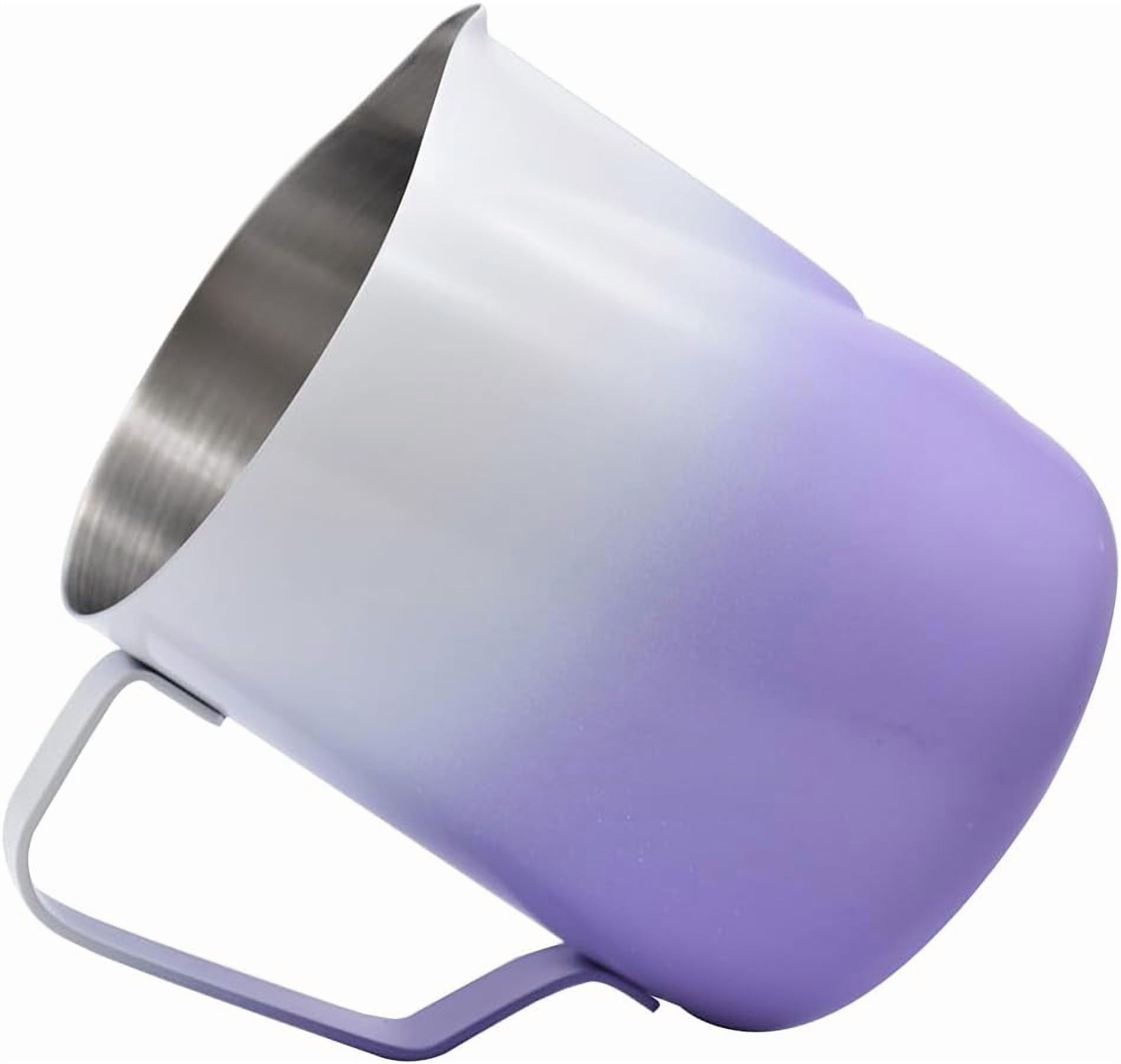 ABPETE Stainless Steel Espresso Steaming Pitchers Frothing Pitcher Jug Coffee Milk Frothing Cup, Coffee Steaming Pitcher - Purple, 12 oz(350 ml)