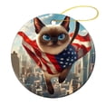 thumbnail image 3 of Christmas Ceramic Ornament A Siamese Cat Wearing An American Flag Cape Ceramic Double Sided Tree Xmas Ornament Cute Animal Cat Best Gifts for Christmas Housewarming Gift, 3 of 5