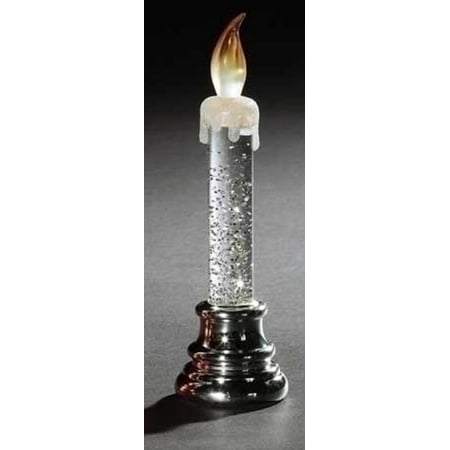 6 75 quot battery operated silver base led lighted glitter battery operated candle christmas lights