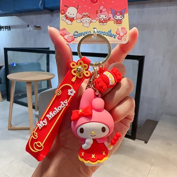 Llavero con colgante de cámara de proyección de dibujos animados de Sanrio con forma de perro de orejas grandes de peluche para mujer
