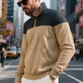 thumbnail image 2 of LIaqionyy Men's Mock Neck Sweatshirts Quarter Zip Color Block Long Sleeve Casual Pullover Sweatshirt, 2 of 7
