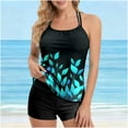 thumbnail image 2 of QQAMB Tankini Swimsuits Two Piece Tummy Control Bathing Suits Blouson Swim Tank Top with Boy Shorts Multicolor M, 2 of 7
