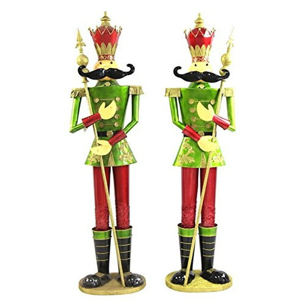 Zaer Ltd. Giant LifeSize Pair of 6 Iron Nutcracker Christmas Holiday Toy Soldiers (Green