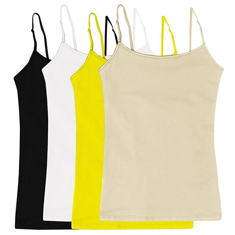 Juniors' Camisole Built-in Shelf Bra Adjustable Spaghetti Straps Tank Top 2  Pack or 4 Pack 