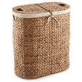 thumbnail image 4 of Casafield Oval Laundry Hamper with Lids and Removable Liner Bags - Cinnamon Brown, Woven Water Hyacinth 2-Section Laundry Basket for Clothes, 4 of 7