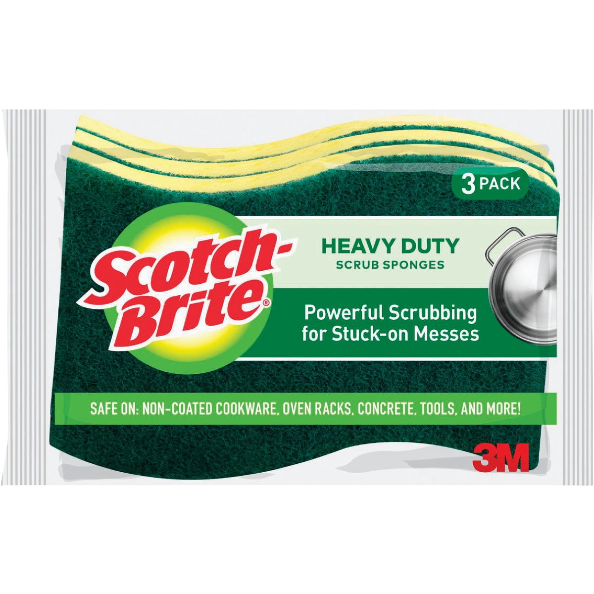 3M Scotch-Brite Heavy Duty Scrub Sponge, Yellow and Green