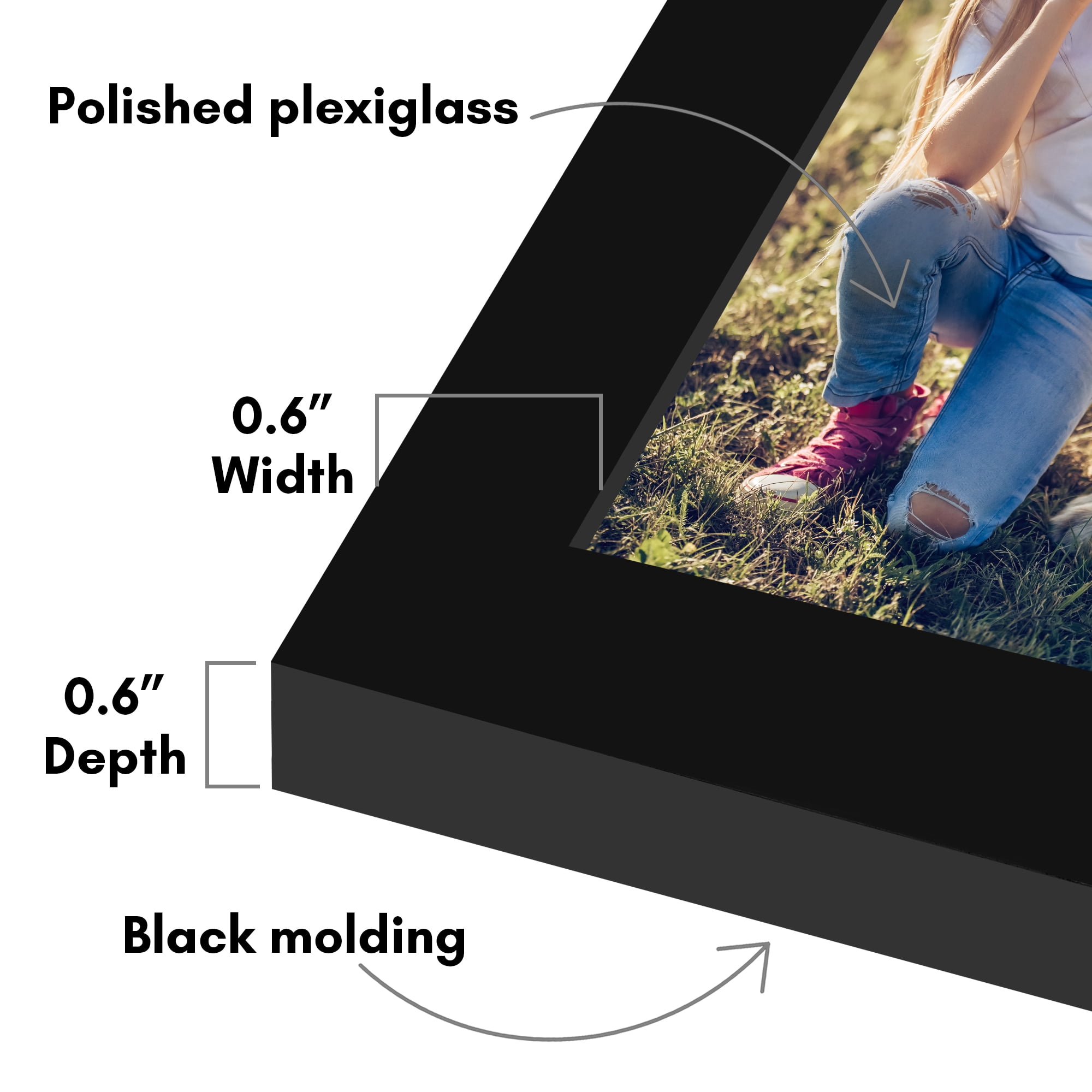Americanflat 6x8 Picture Frame with Polished Plexiglass 5 Pack Galleria Collection Frames Tabletop - Black