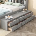 thumbnail image 4 of Full Size Bed with Bookcase Headboard American Design Under Bed Storage Drawers and Footboard Storage Case Space Saving for Small Bedroom, Grey, 4 of 8