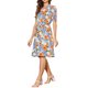 thumbnail image 4 of INSPIRE CHIC Vestido Midi Floral de Manga Abullonada con Cuello Peter Pan y Cintura Alta para Mujeres en Naranja y Azul, 4 of 6