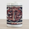 thumbnail image 2 of Anchor Ceramic Toothbrush Holder, Marine Design Rudder Rope Anchor Chain Navy Striped Backdrop Merchant, Decorative Versatile Countertop for Bathroom, 4.5" X 2.7", Beige Indigo Red, 2 of 4