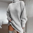 thumbnail image 1 of Vestido de suéter de manga larga de cuello alto para mujer Otoño Invierno túnica suelta de punto Casual rosa gris ropa vestidos sólidos, 1 of 3