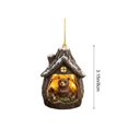 thumbnail image 3 of Flat Acrylic Winter Woodland Christmas Ornament, Snow Forest House Hanging Decor, Holiday Keepsake Pendant for Christmas Tree and Wreath Display, 3 of 6