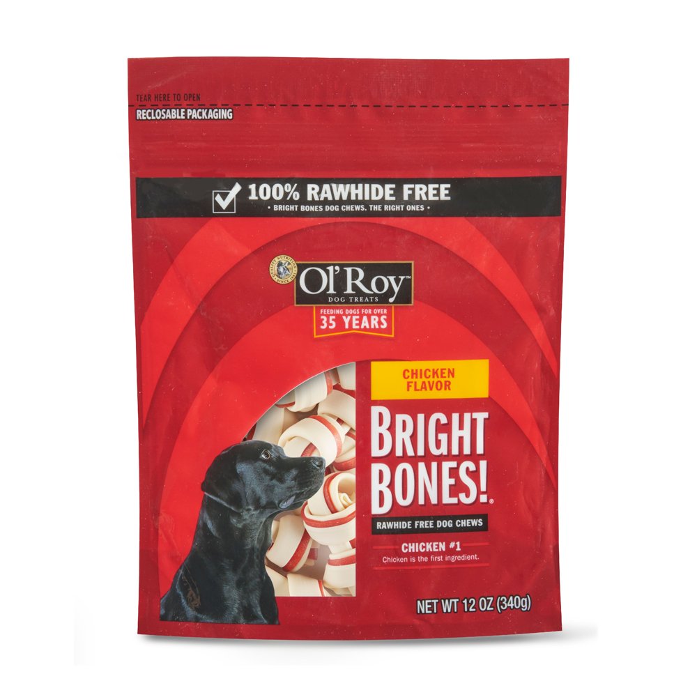 Ol' Roy Bright Bones! Rawhide Free Chicken Flavor Dog Chews, 12 Oz., 14