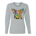 thumbnail image 3 of Dean Russo The Pig Animal Lover Womens Graphic Long Sleeve T-Shirt, Heather Grey, Large, 3 of 6