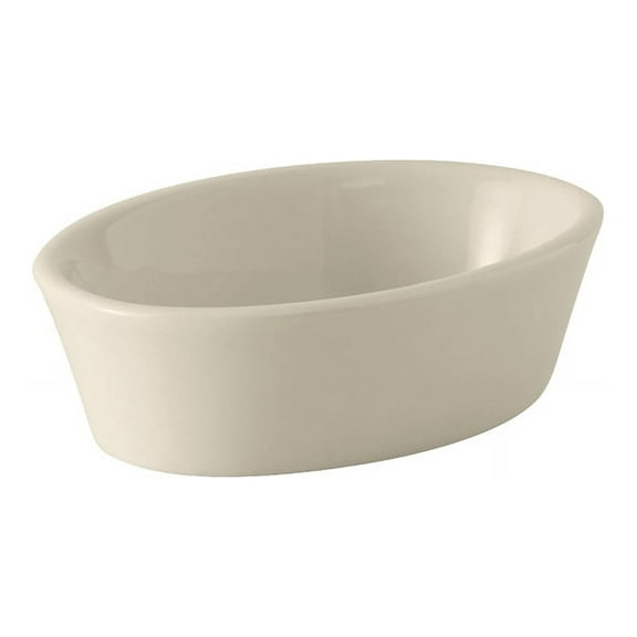 Tuxton China BEK-060 Baking Dish, 7 oz., 5-3/8" x 3-7/8" x 1-1/2"H, oval, microwave & dishwasher safe, oven proof, fully vitrified, lead-free, ceramic, DuraTux, American White/Eggshell, Pack of 12