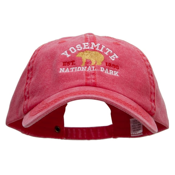 Yosemite National Park Embroidered Big Size Washed Pigment Dyed Cap - Red XL-3XL
