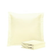 Organictune Brushed Microfiber Euro Pillow Shams Set of 2, 26 x 26 Soft and Breathable Square Pillow Cases, Ivory, 26"×26"