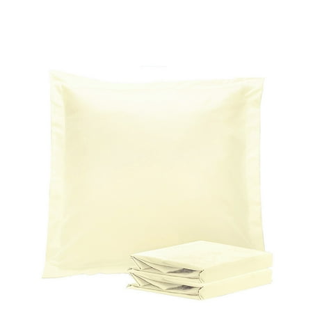 Organictune Brushed Microfiber Euro Pillow Shams Set of 2, 26 x 26 Soft and Breathable Square Pillow Cases, Ivory, 26"×26"