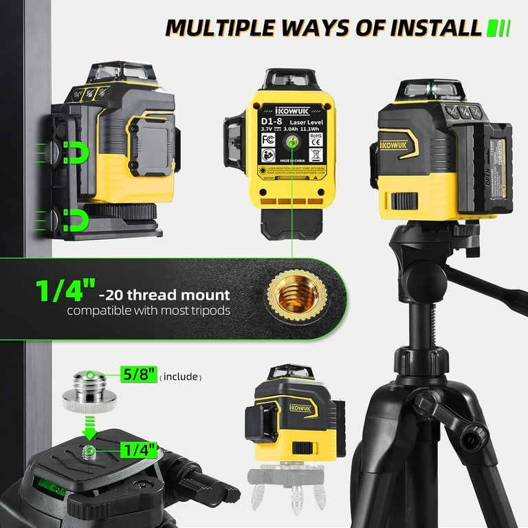 IKOVWUK Laser Level, 2x360Â° Green Cross Line, Self-Leveling, USB