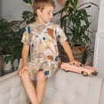 thumbnail image 4 of Fotbe Tropical Beach Sea Shell Pijama Estampada de 2 Piezas para Niños – Ropa de Dormir de Manga Corta Cómoda para Niños y Niñas, Camiseta y Shorts de Algodón-3X-Large, 4 of 6