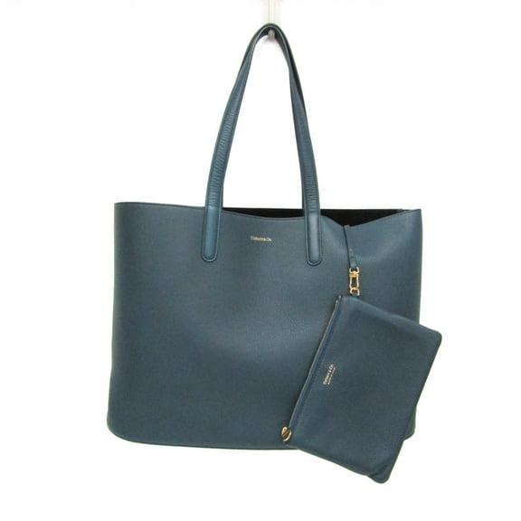 Pre-Owned Tiffany With Pouch Women's Leather Tote Bag Navy (Good)
