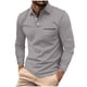 thumbnail image 1 of Blusa y camisa de manga larga con cuello vuelto para hombre, camisa deportiva de color liso con solapa y botones, blusa de manga larga con solapa para hombre, 1 of 5