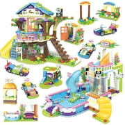 Friends Tree House & Heartlake Summer Pool Party Building Blocks Kit, Exercise N Play Construction Toy Kids Learning Roleplay Bricks Set, Christmas Birthday Gift for Boys Girls Ages 6-12 (1274 Pcs)