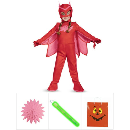 PJ Masks: Owlette Deluxe Child Costume, PJ Masks Owlette Power-Up Accessory, with Glow Stick and Treat Bag