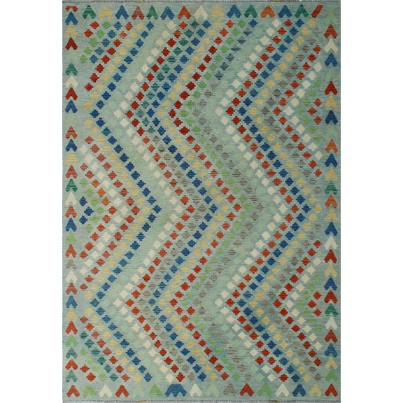 Sangat Muna Lt. Blue/Ivory Rug, 6'9" x 9'7"