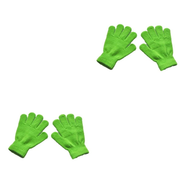Qarigey 1 par de guantes para niños, accesorio de ropa de estilo Simple, calentador de dedos para exteriores, cubiertas para calentar las Verde 2piezas