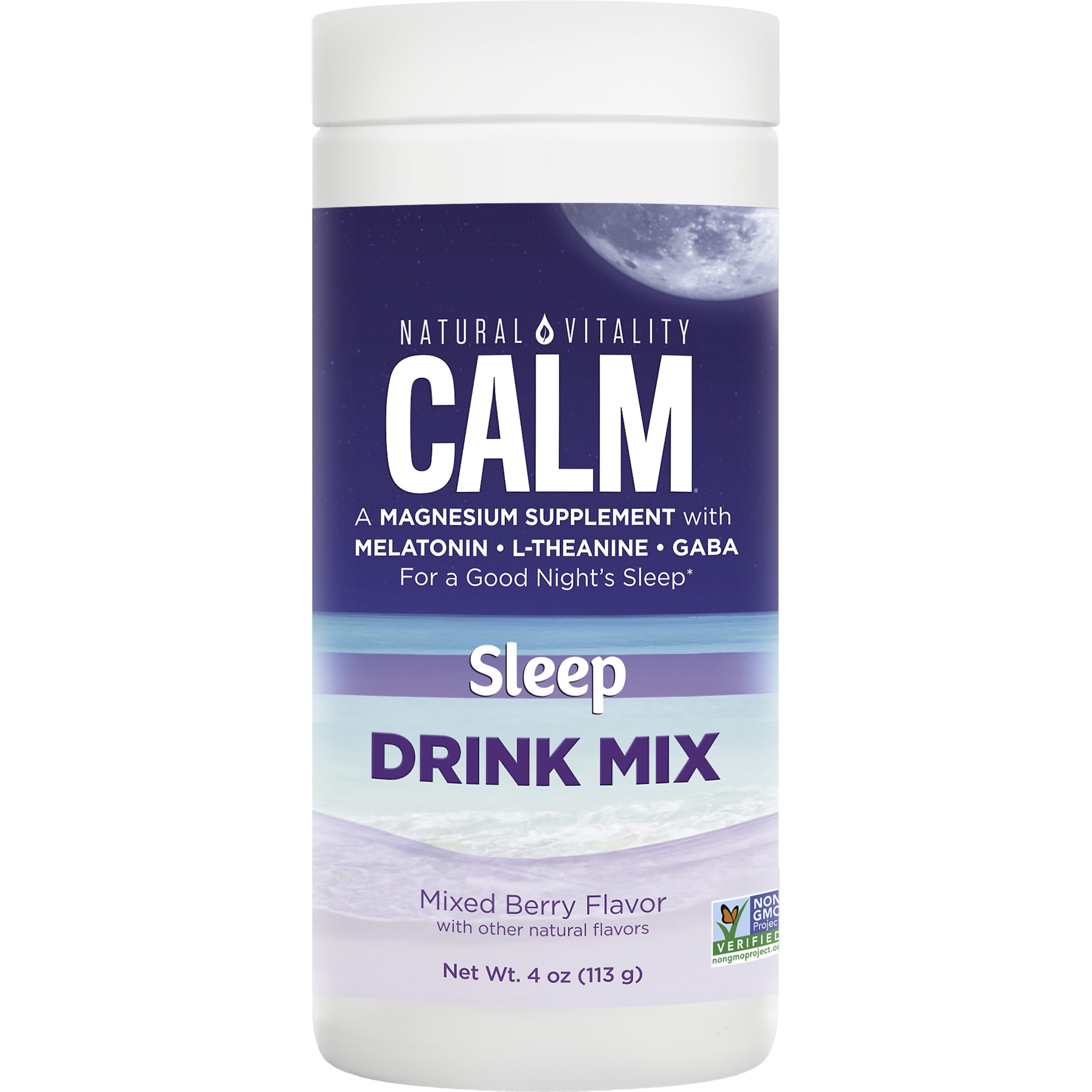 Natural Vitality Calm Sleep Drink Mix with Magnesium and Melatonin, Mixed Berry Flavor - 4 Ounces