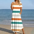 thumbnail image 2 of DHFJKG Summer Dresses Women Beach Long Dress Short Sleeve V Neck Flowy A Line Comfortable Tunic Boho Vacation Clothes Versatile Dresses, 2 of 5