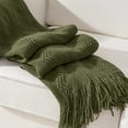 thumbnail image 5 of Army Green Throw Blanket for Couch,Green Boho Blanket,Spring Knit Throws for Bed,50"x60", 5 of 8